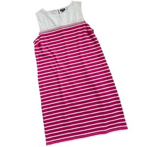 Izod pink and white stripe eyelet detail tank dress size xl